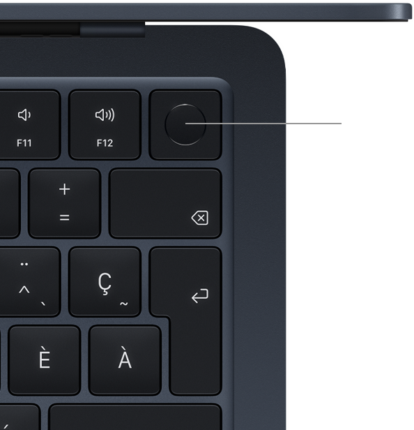 Vue du dessus d’un clavier de MacBook Air avec Touch ID